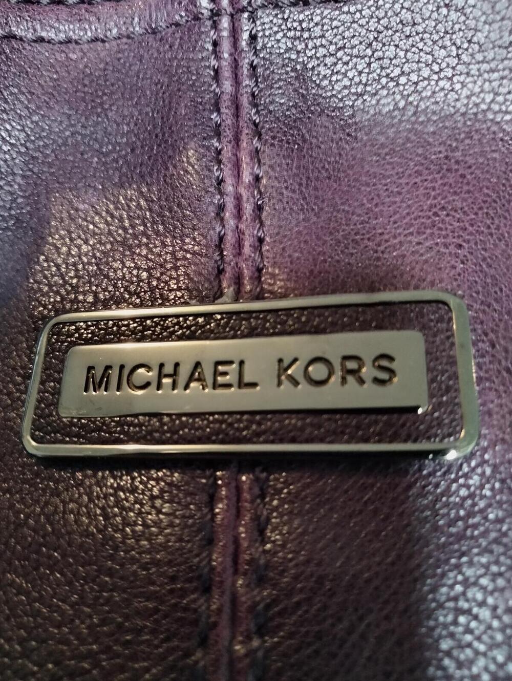 Michael Kors Darrington Shoulder Bag Large Leather Tote Plum - Picture 7 of 9